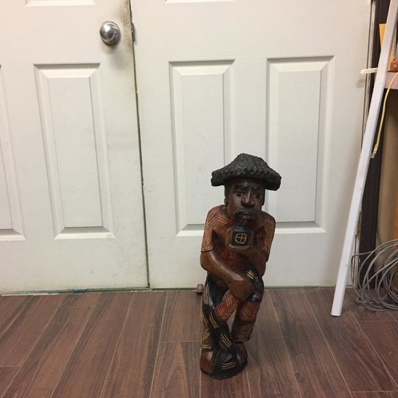 24" Hand Carved and Painted Working Man Wooden Statue Figure - Picture 1 of 11